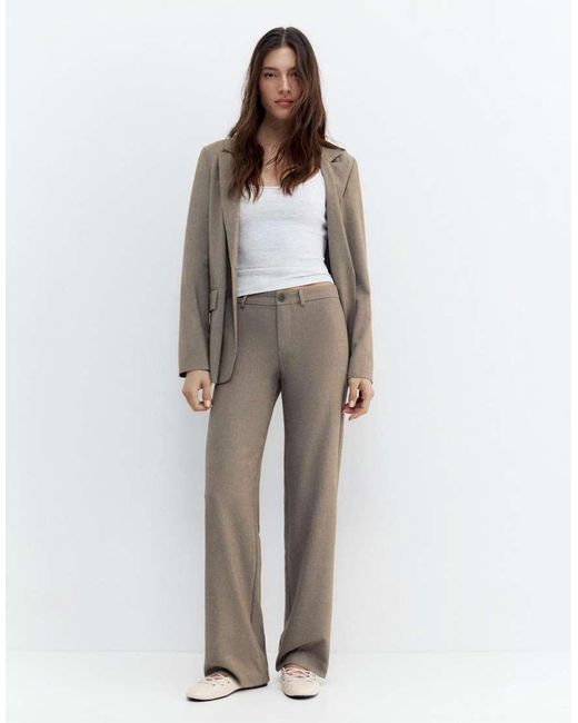 Pull&Bear Gray Tall Pants With Back Pockets