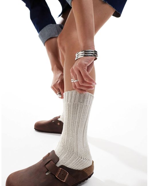 Birkenstock Natural – socken für damen aus baumwollzwirn
