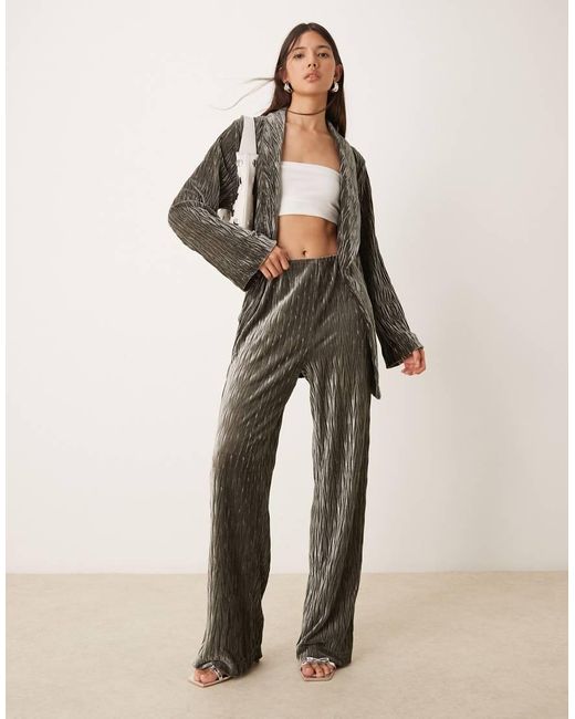 Y.A.S Natural High Waisted Textured Velvet Trousers Co-Ord