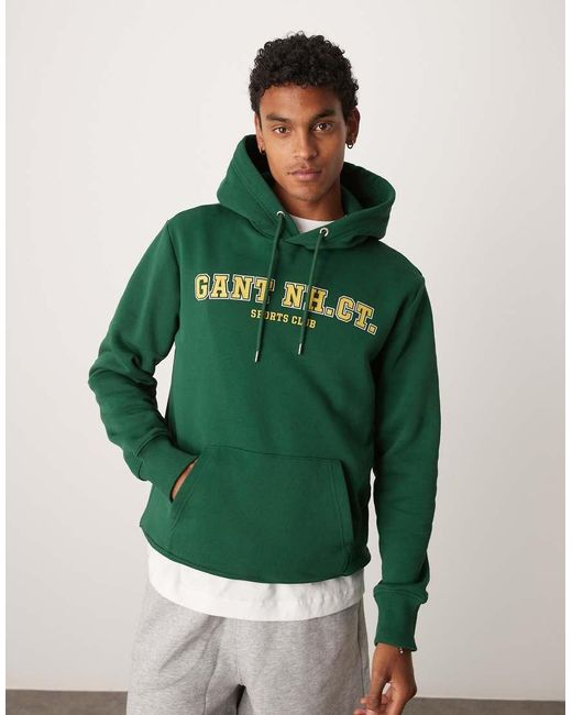 Sudadera Verde Con Capucha Y Logo Universitario De Gant de hombre de color Green