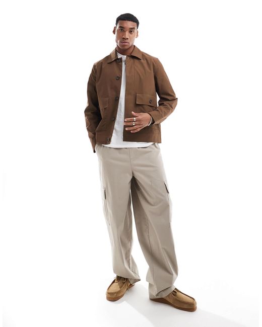River Island Brown Smart Chore Jacket for men