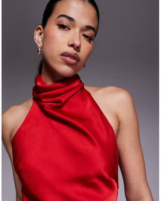 Jarlo Halter Neck Satin Midi Dress in Red Lyst — free download
