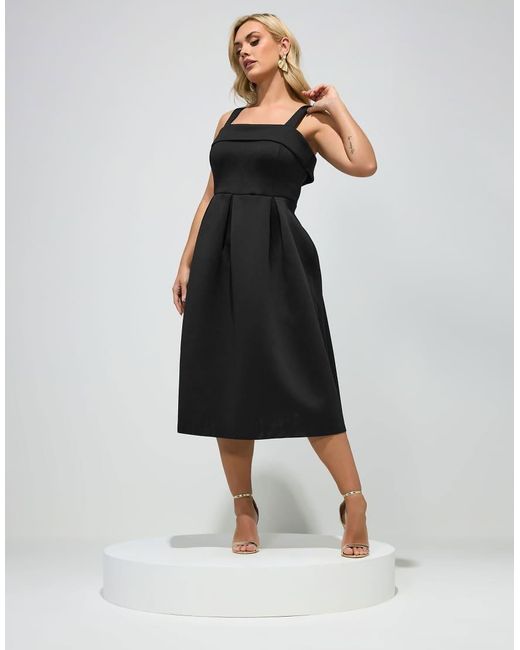 Yours Clothing Black Square Neck Midi Skater Dress