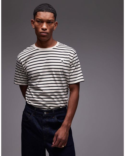 Ace - t-shirt en coton à rayures - et blanc DOUBLE A by WOOD WOOD pour homme en coloris Gray