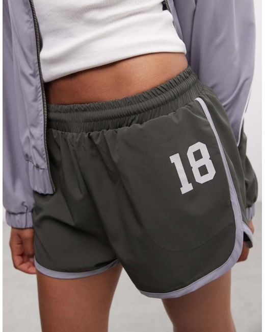 Collusion Gray Sports Dolphin Hem Nylon Runner Short Co-ord