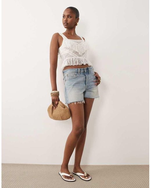 ASOS White Sheer Lace Mesh Mix Cami Top