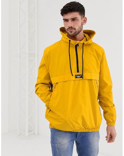 Bershka Yellow Overhead Windbreaker Jacket With Half Zip for men