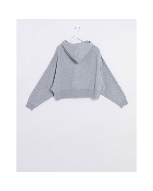 nike mini swoosh oversized cropped sweatshirt in gray