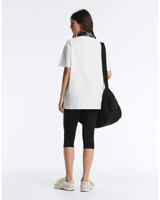 Oysho White Oversize Cotton-Blend Short-Sleeved T-Shirt