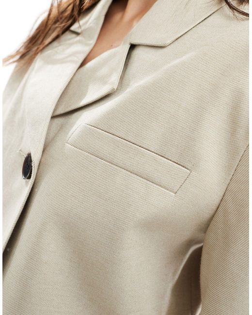 ASOS White Cropped Asymmetric Blazer With Short Sleeves
