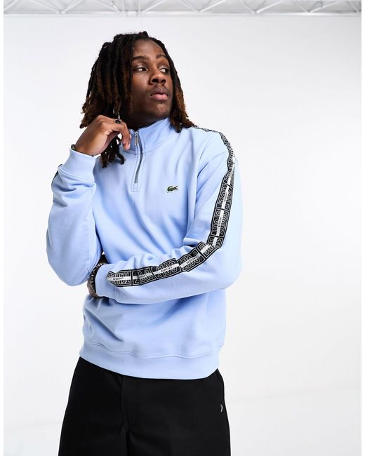 Lacoste – sweatshirt im retro-design mit logostreifen und kurzem  reißverschluss in Blau für Herren | Lyst DE