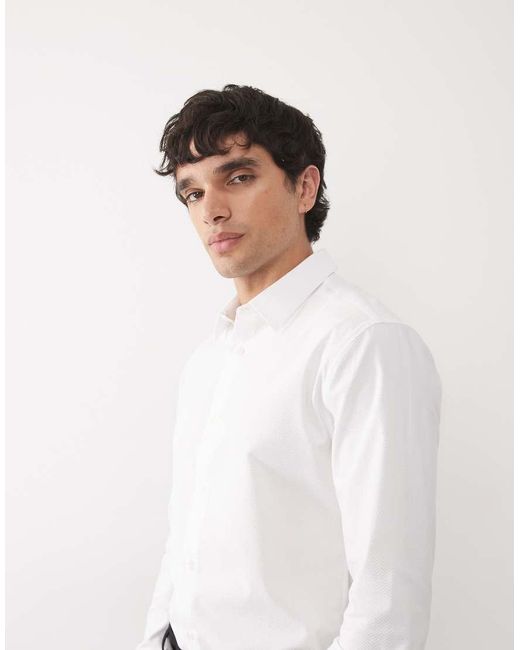 ASOS White Textured Skinny Fit Smart Shirt for men