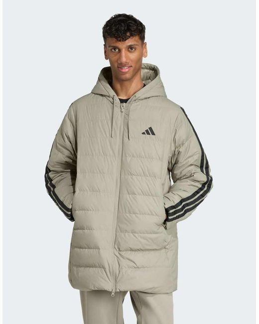 Adidas Originals Natural Essentials Climawarm 3-Stripes Light Down Hooded Parka for men