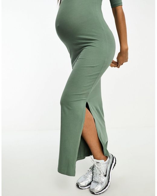 Vero Moda Green Bodycon Midi Dress With Side Splits