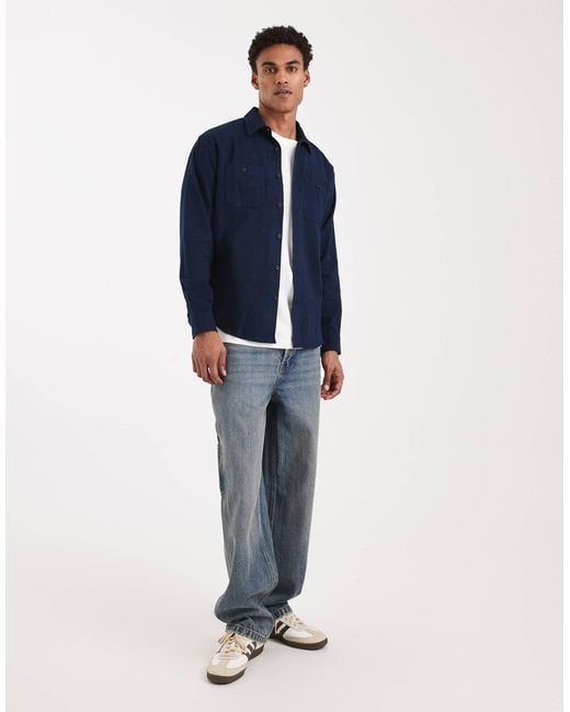 Threadbare Blue Button Down Cotton Shirt for men