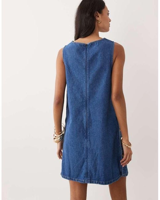 Nobody's Child Izzie Denim Pinafore Mini Dress-blue