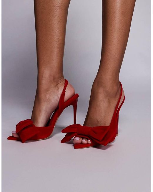 SIMMI Red Simmi London Eternal Slingback Heeled Sandals With Bow