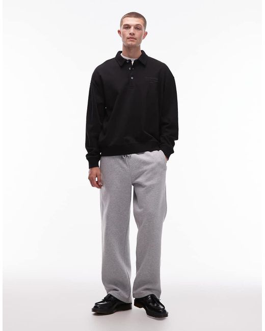 AllSaints Black Xander Sweat Polo for men