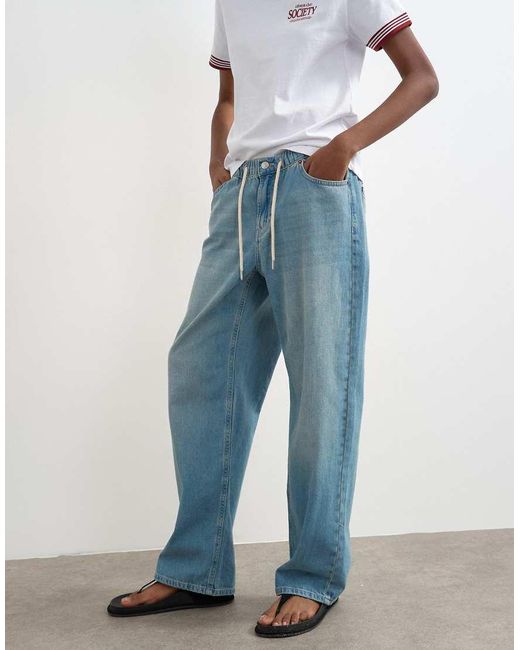 TOPSHOP Blue Denim Lightweight Sweat-style Jeans
