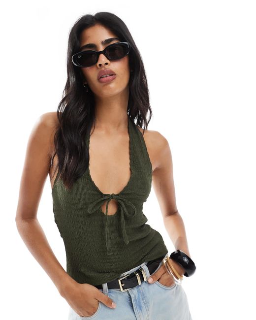 Miss Selfridge Green Halterneck Top
