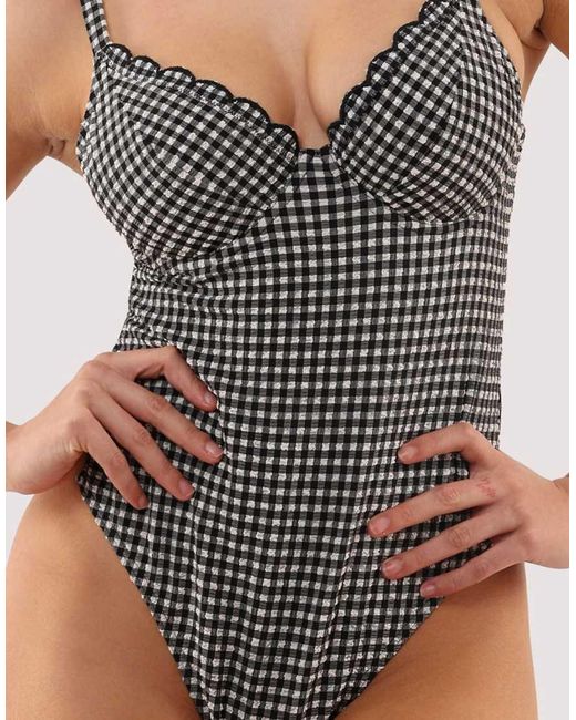 Peek & Beau Black Margot Gingham Seersucker Underwire Swimsuit