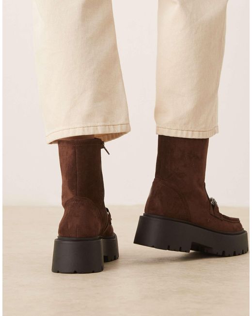 ASOS Brown – april – loafer-ankle-boots aus wildlederimitat