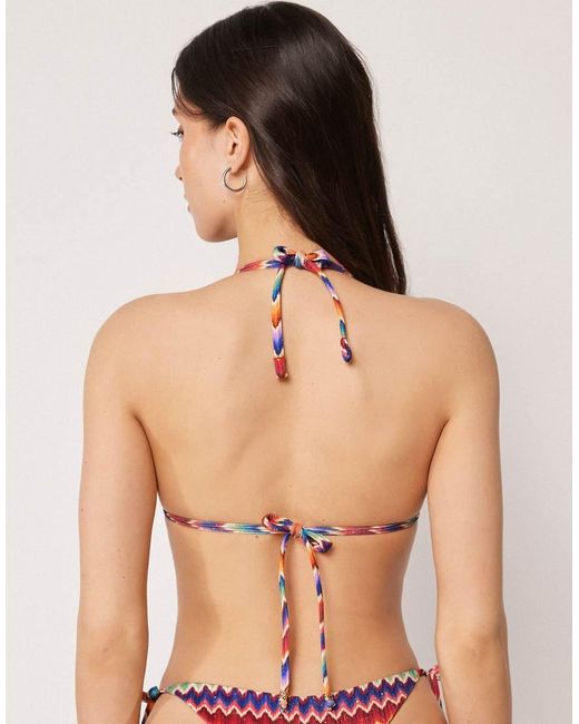 Calzedonia Red Triangle Bikini Top Vibrant Chevron