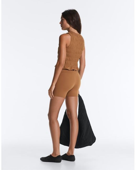Oysho Brown Comfortlux Smock Sleeveless T-Shirt