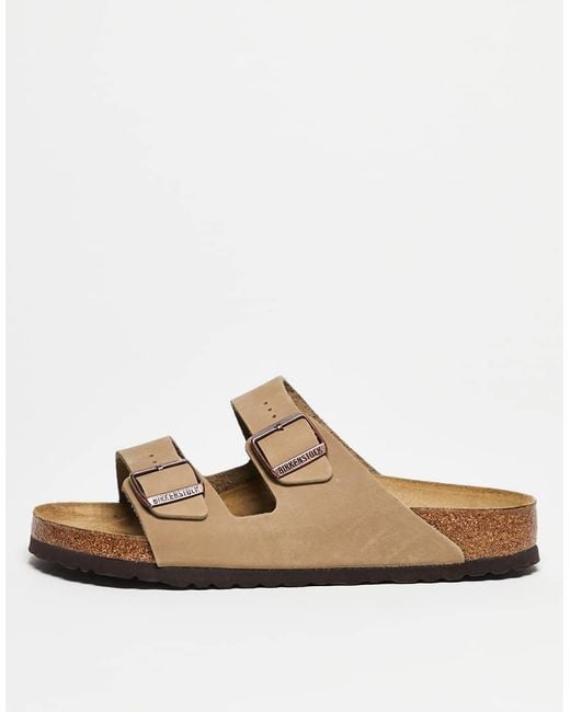 Sandalias Color Tabaco De Cuero Engrasado Arizona De Birkenstock de color White