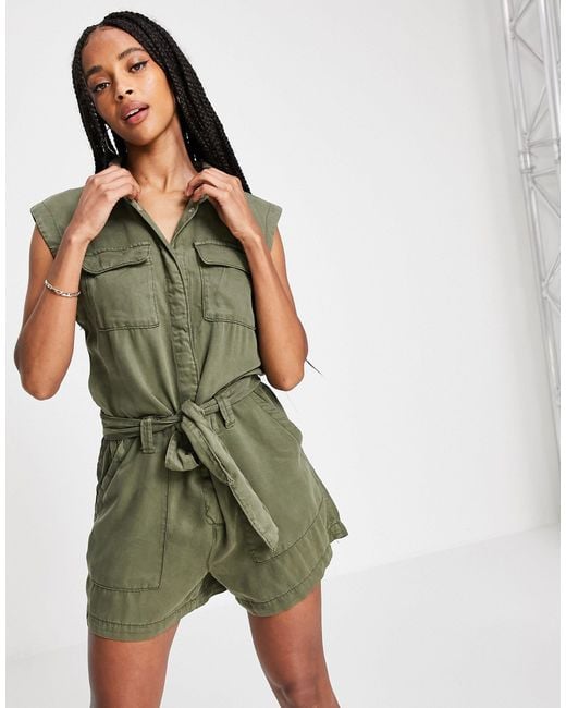 ONLY Green Sleeveless Utility Playsuit