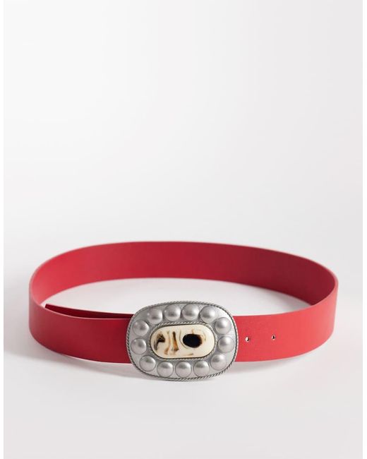 South Beach Red Western Buckle Belt