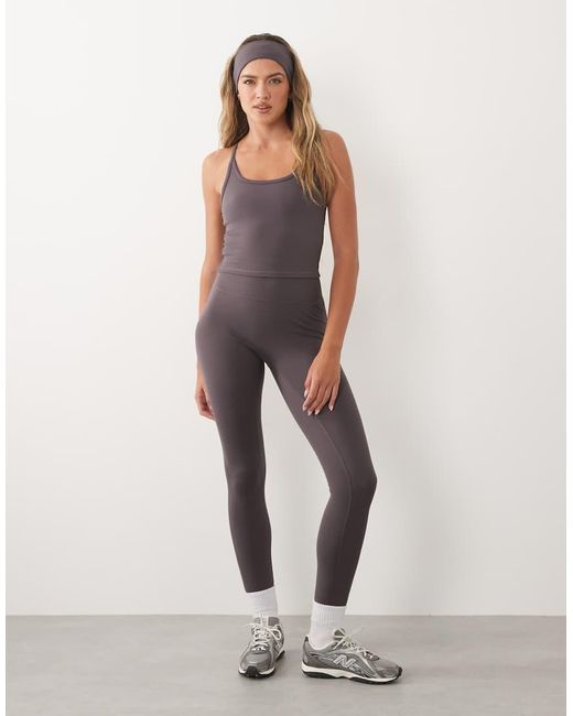 4505 Gray Icon Yoga Cami With Inner Bra And Adjustable Straps