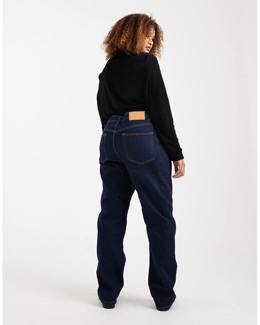 ASOS Blue Asos Design Curve High Rise Slim Straight Jean