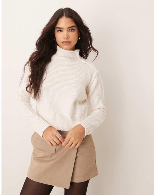 Mango Natural Ridged Edge High Neck Jumper