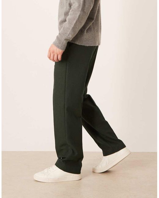 ASOS Green Smart Straight Leg Trousers With Wool for men