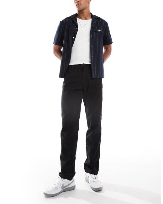 Jack & Jones Black Relaxed Fit Linen Mix Trouser for men