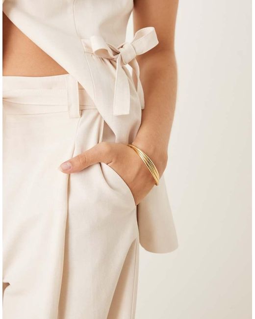Pantalones Blanco Con Lazada En La Cintura Entallada De Mezcla De Lino De (Parte De Un Conjunto) ASOS de color Natural