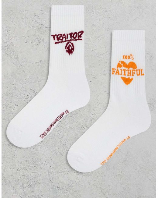 ASOS Gray 2 Pack Socks With Traitor Graphics for men