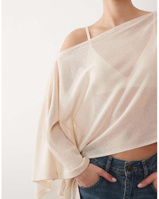 ASOS Natural Fine Knit Sheer Poncho