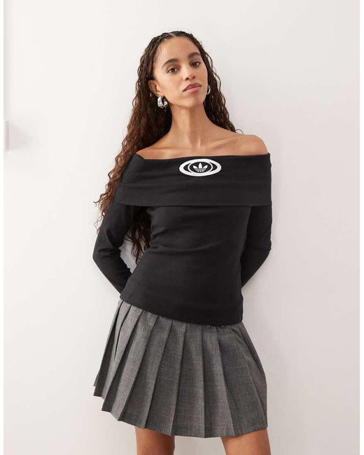 Adidas Originals Black Ribbed 00's Bandeau Top