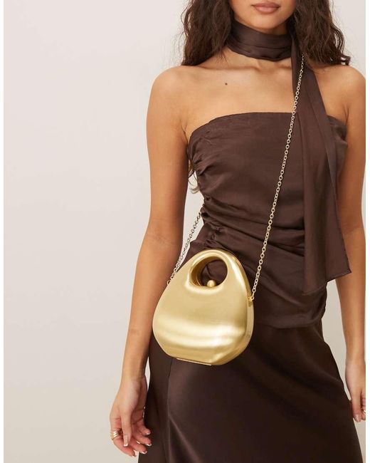 ASOS Brown Grab Handle Hardcase Clutch Purse