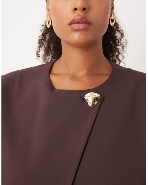ASOS Brown Curve Tailored Button Top Co-Ord