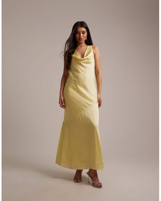 TFNC London White Bridesmaid Satin Cowl Front And Back Maxi Dress