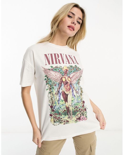 Pull&Bear White Nirvana Graphic T-shirt