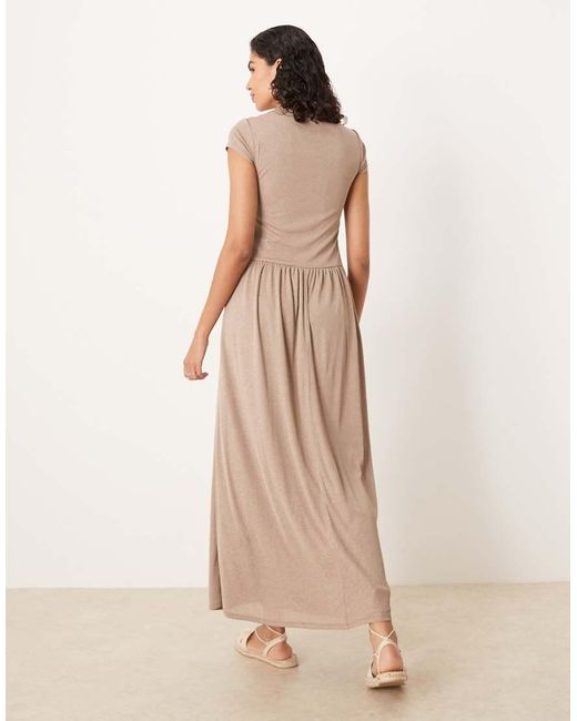 ASOS Natural Drape T-shirt Dropped Waist Maxi Dress