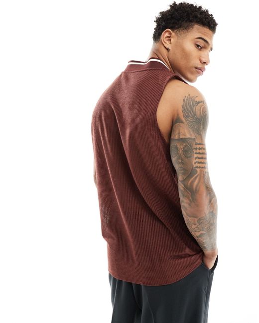 ASOS Red Relaxed Tank Vest With V Neck for men