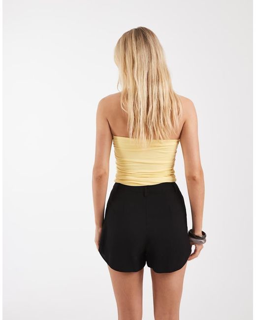 ASOS Black Tailored Linen Look Runner Short