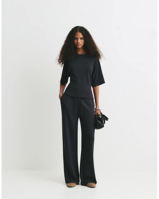Pull&Bear Black Wide-leg Sweatpants
