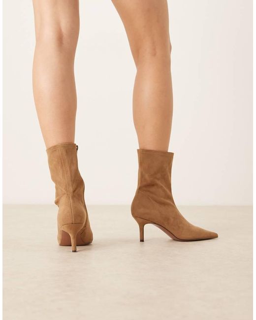 ASOS Brown Wide Fit Rosalind Kitten Heel Ankle Boots