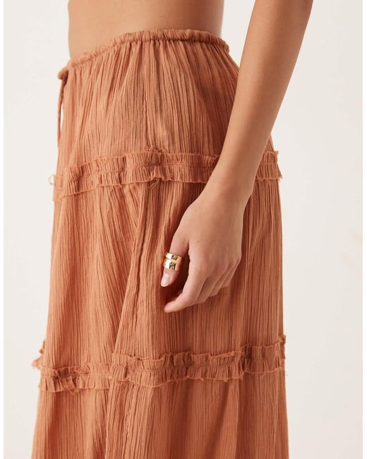 ASOS Natural Crinkle Ruffle Maxi Beach Skirt